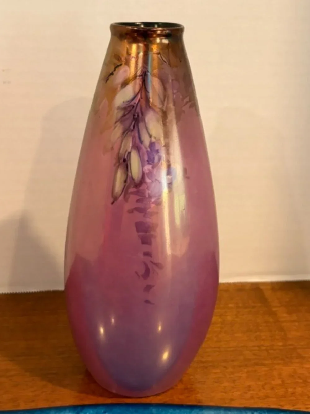 Antique Heinrich & Co Selb Bavaria Purple Birds Hand Painted Vase